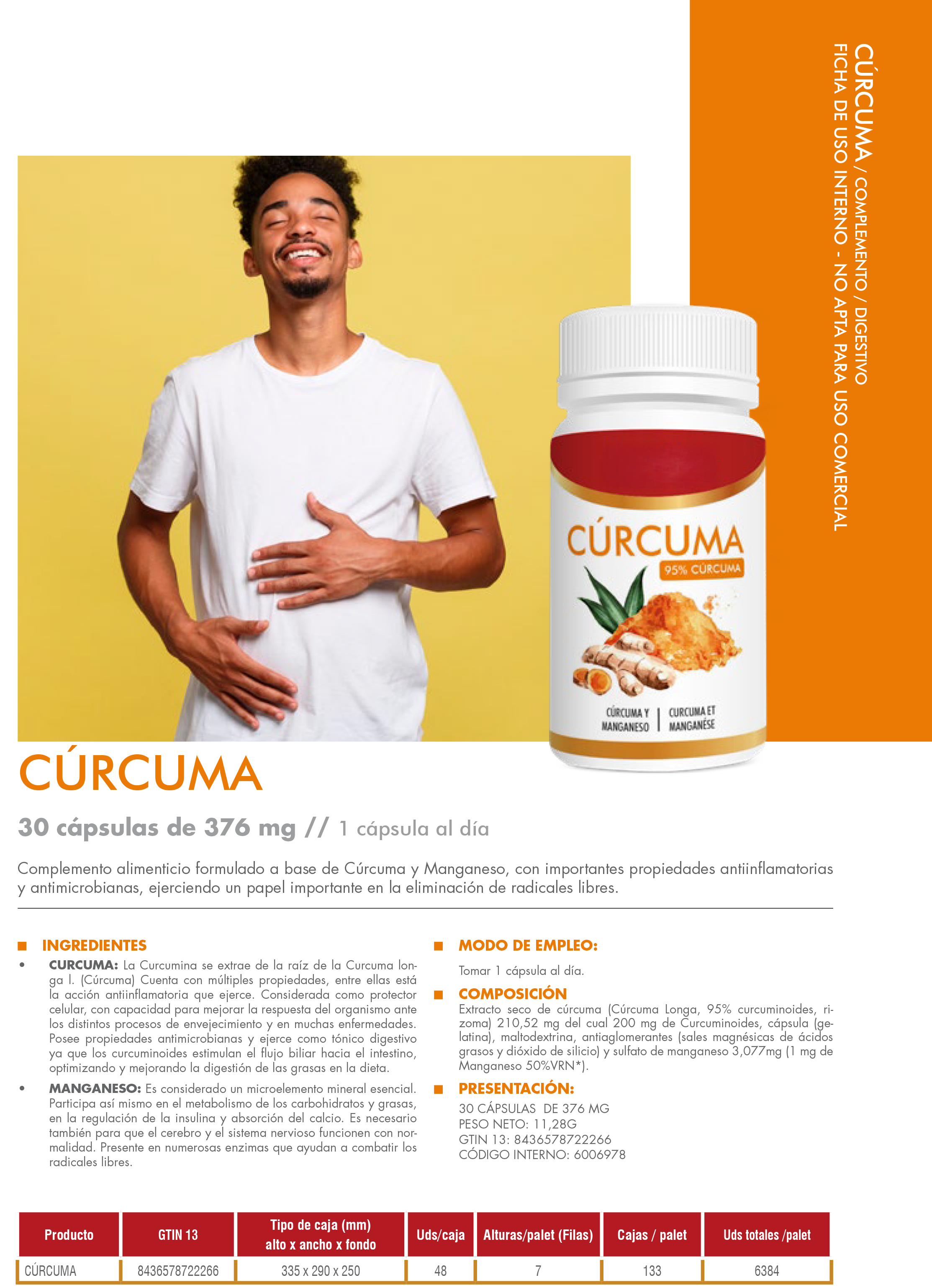 Cúrcuma 30 Cápsulas – Apoyo Articular y Antioxidante Natural