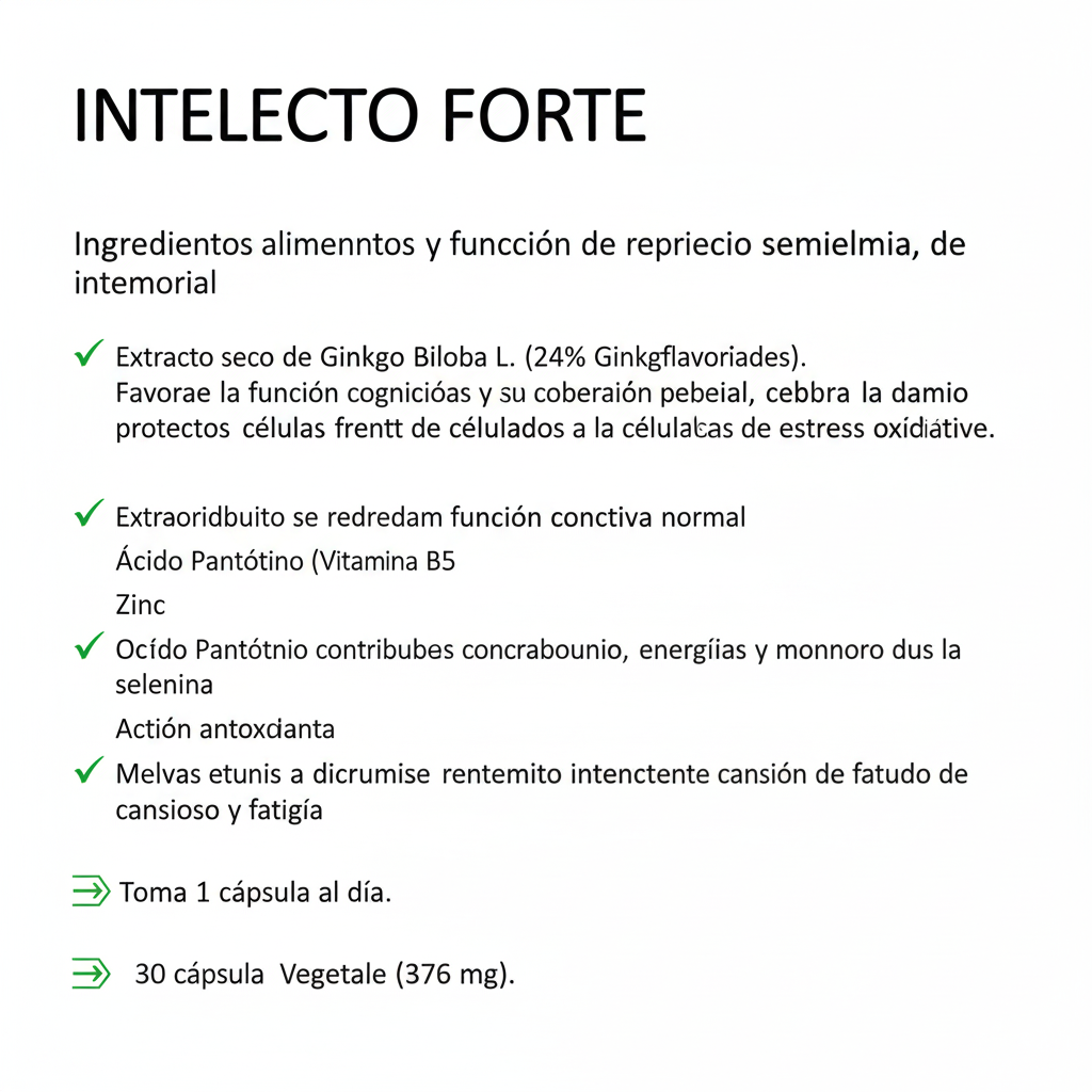 Intelecto Forte 60 Cápsulas – Memoria y Rendimiento Mental